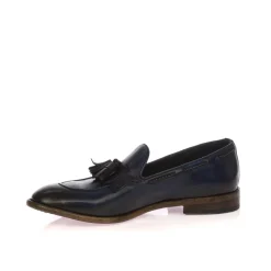 CALPIERRE K019 MOCASSINO UOMO FRANGIA-NAPPINE PELLE BLU SFUMATA