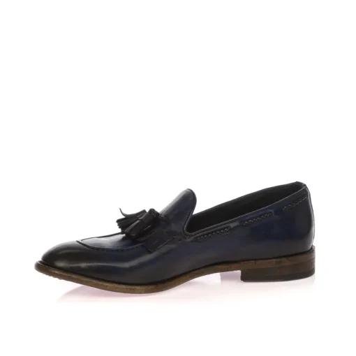CALPIERRE K019 MOCASSINO UOMO FRANGIA-NAPPINE PELLE BLU SFUMATA