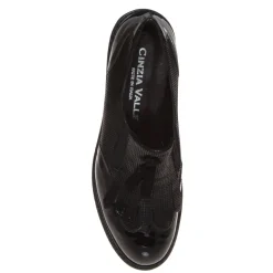 CINZIA VALLE 9422 MOCASSINO SLIPON PELLE VERNICE NERO