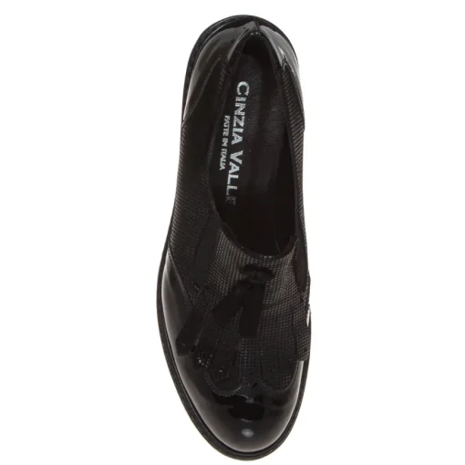 CINZIA VALLE 9422 MOCASSINO SLIPON PELLE VERNICE NERO