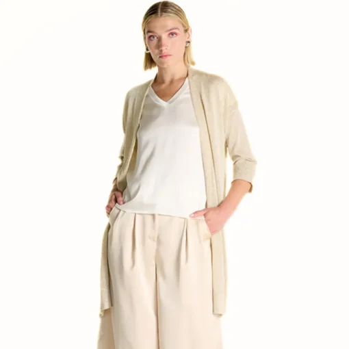 CROCHÈ CARDIGAN CR08317 BEIGE