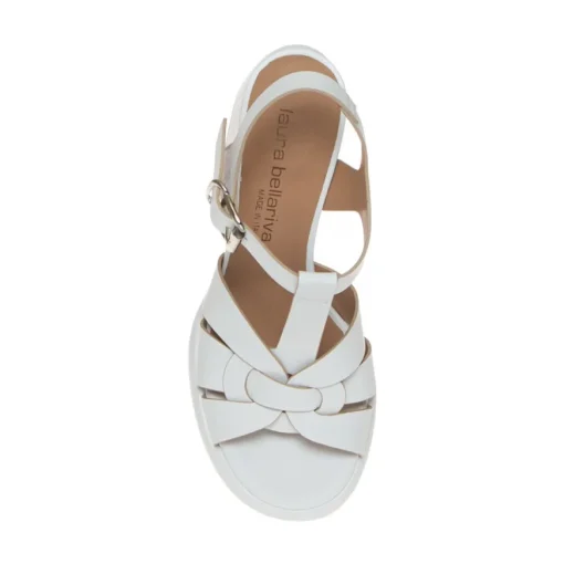 LAURA BELLARIVA 8990 SANDALO PLATFORM PELLE BIANCO