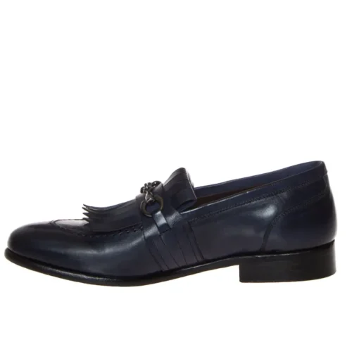 LENDINI F71 MOCASSINO MORSETTO PELLE SPAZZOLATA BLU