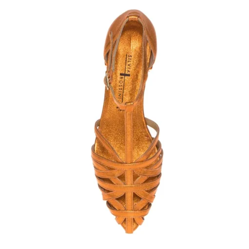 SILVIA ROSSINI 612 SANDALO GABBIA LAMINATA ARANCIO