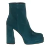 SILVIA ROSSINI 498 STIVALETTO BASSO DONNA VERDE PETROLIO PLATEAU