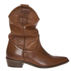 THE FLOW M301 STIVALE TRONCHETTO TEXANO PELLE CUOIO
