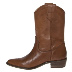 THE FLOW M301 STIVALE TRONCHETTO TEXANO PELLE CUOIO